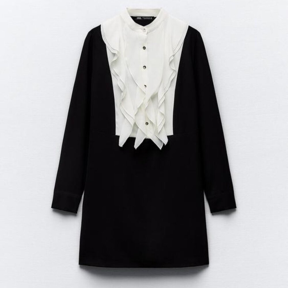 ZARA RUFFLED SHIRT DRESS